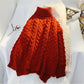 Red high neck twist sweater women's loose and lazy style  4911