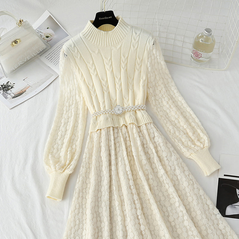 New stitched lace dress with backing skirt  4442