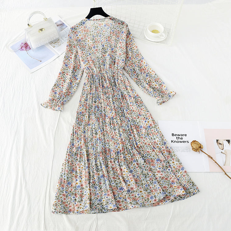 New lace up pleated waist for slim Pleated Chiffon Skirt  4712