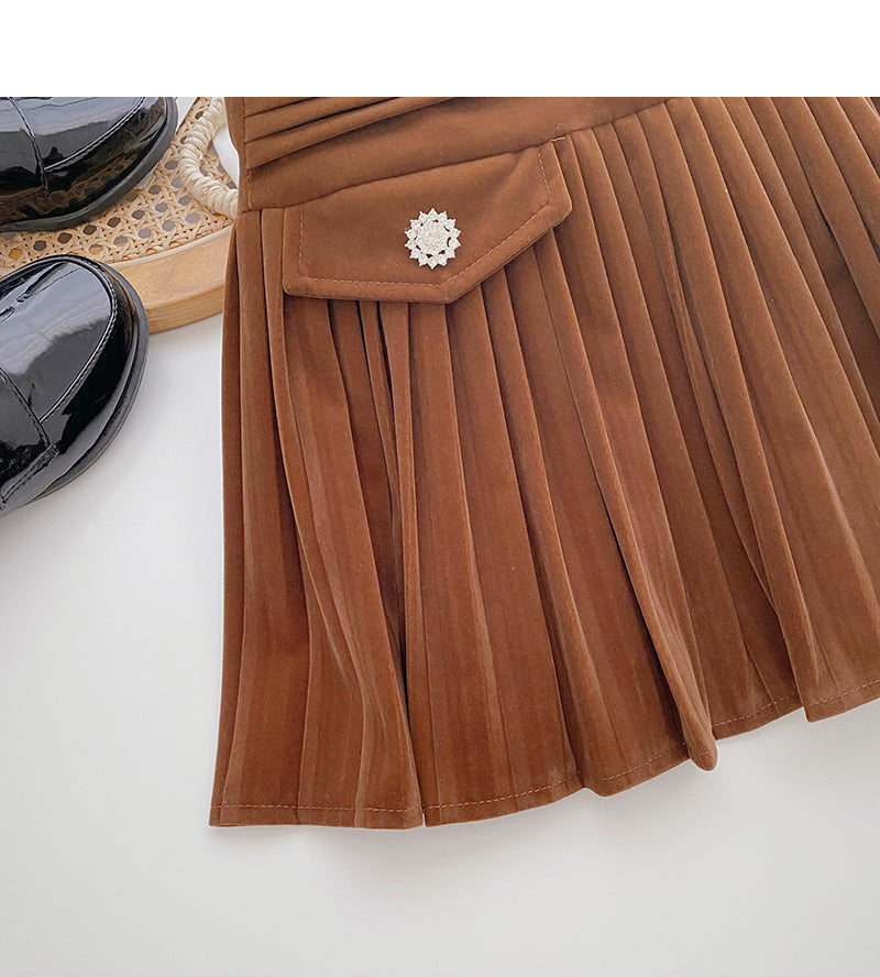 New Korean high waist slim, niche design, pressure pleated skirt  5395