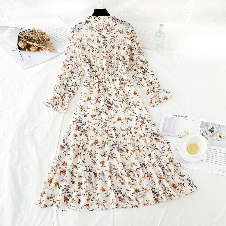 New French retro floral Platycodon grandiflorum skirt bottomed knee length skirt  4534