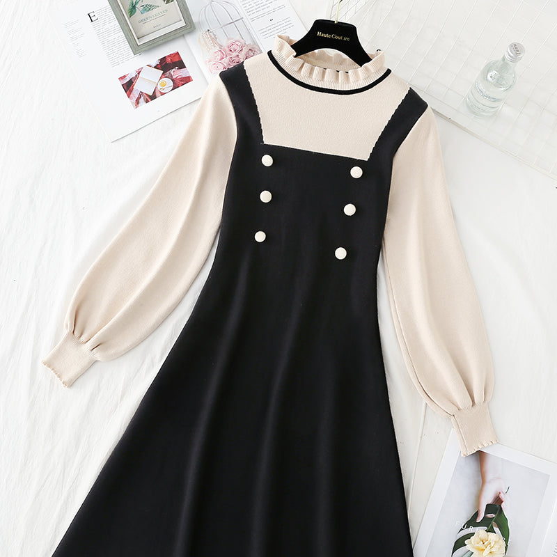 Double breasted fashion dress with slim waist  4782