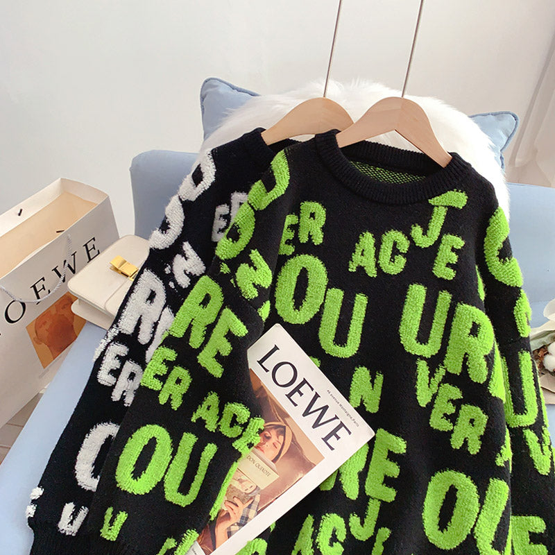 Buchstabe Pullover Pullover Pullover im ausländischen Stil 4989