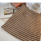 Retro Hong Kong flavor thousand bird lattice thin short skirt women's wear  5297