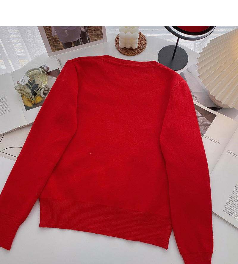 Korean version simple outer wearing thin warm solid color long sleeved top  5961