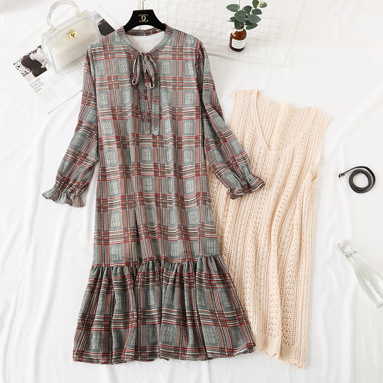 Fashion Net red chiffon bottomed dress for women  3865