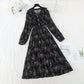 New Retro slim light mature wind broken flower pleated fairy Chiffon Skirt  4718