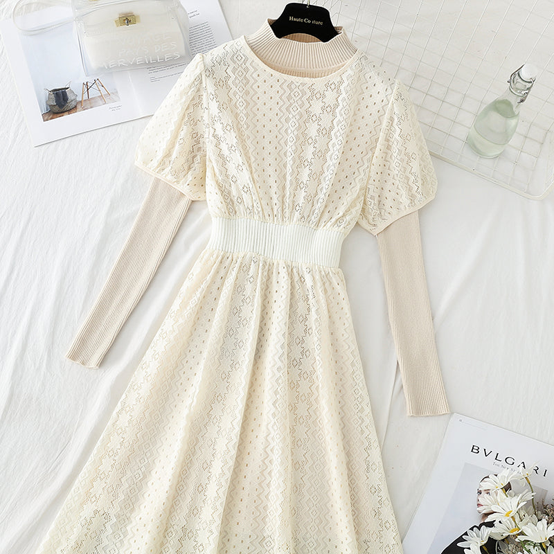 Lace dress fashion trend women's knitted half high collar inner match  4907
