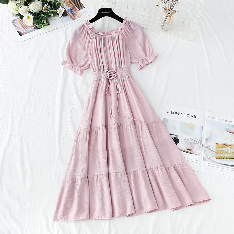 New tea break waist Cotton Linen Skirt long A-line skirt  4251