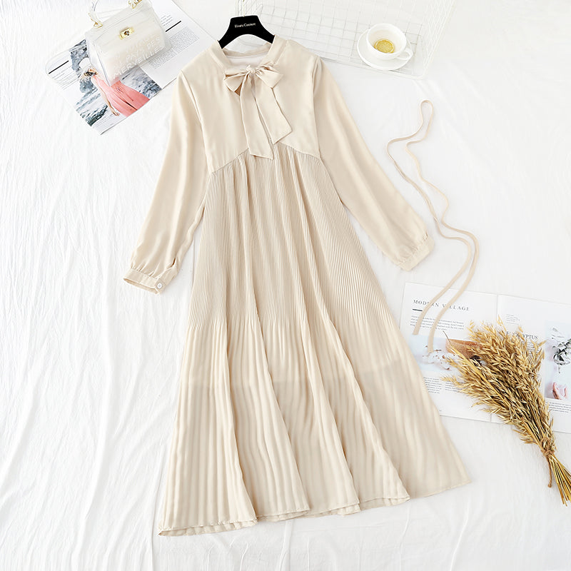 New French retro Pleated Chiffon Long Skirt loose large skirt  3906