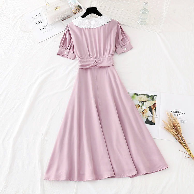 La nouvelle taille rétro française montre un tempérament mince, une déesse fan Fairy Dress 4611