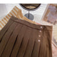 Simple age reducing solid color high waist thin pleated skirt  5474