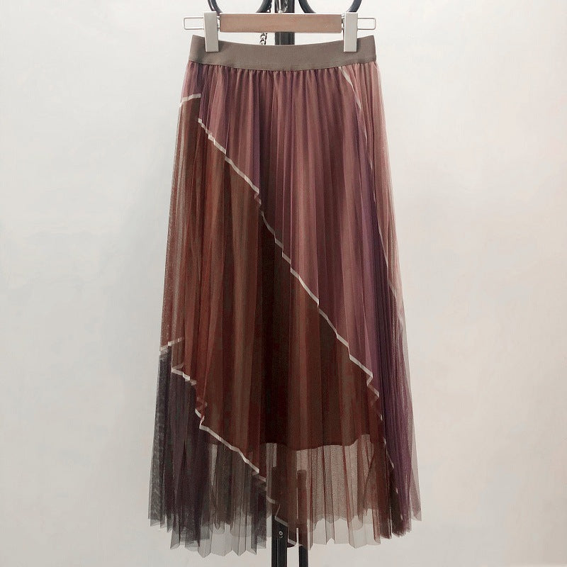 Nouvelle jupe en gaze de couleur contrastante, jupe en gaze taille haute de couleur assortie 3708