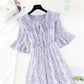 New sweet college broken Flower Chiffon French retro dress  4518