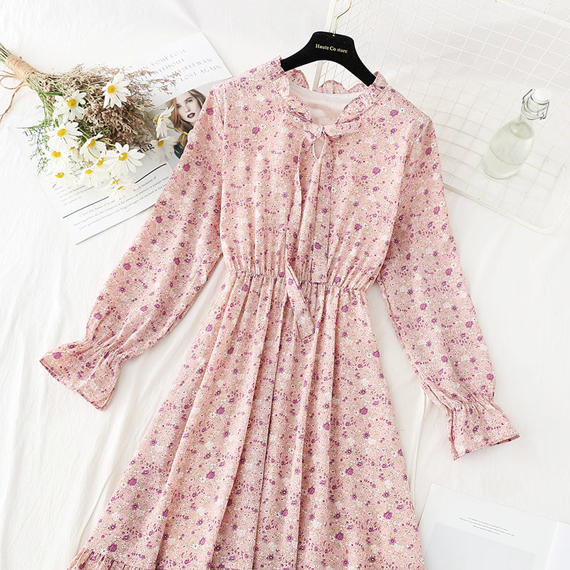 Ruffle edge gentle wind broken flower skirt  4835