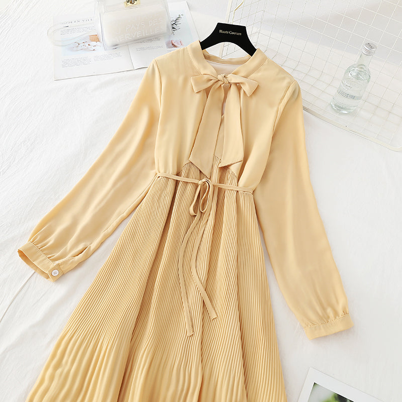 New French retro Pleated Chiffon Long Skirt loose large skirt  3906