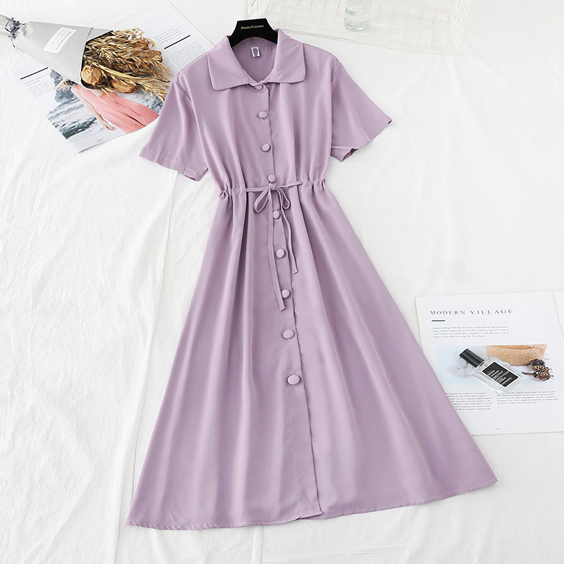 Light mature wind and snow spun dress is slim at the waist  4685