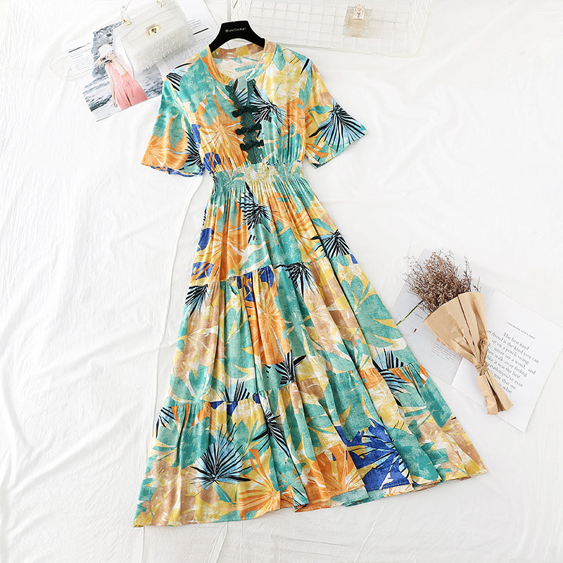 Korean skirt loose and thin temperament gentle long skirt  4211