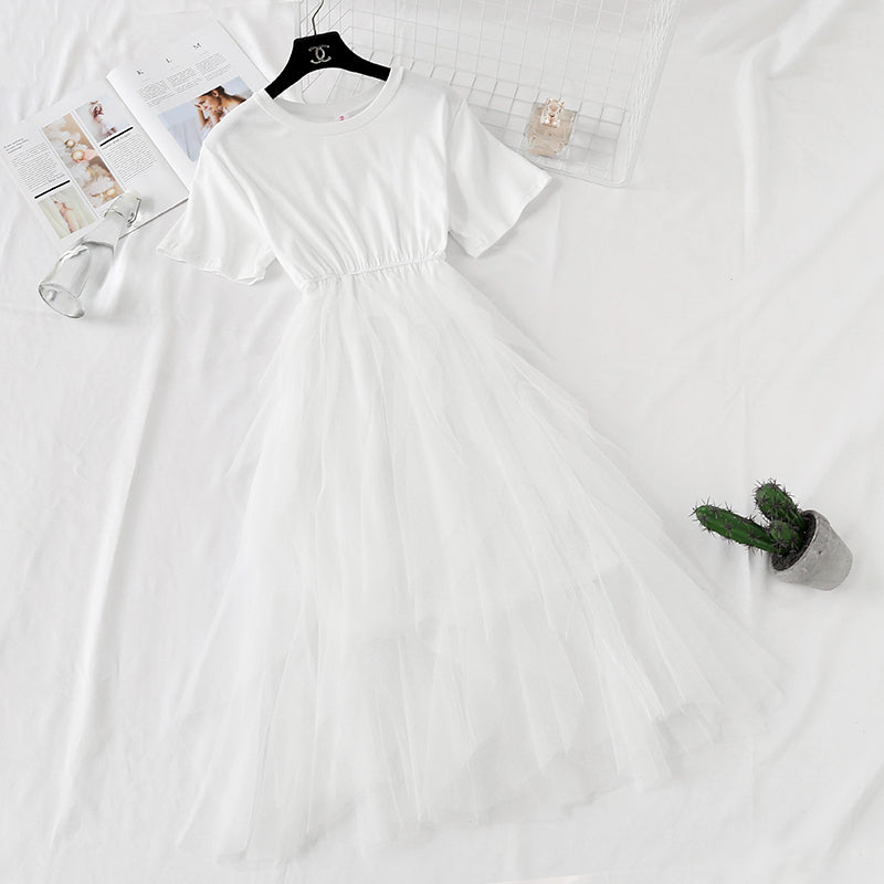 Cake mesh T-shirt skirt  4369