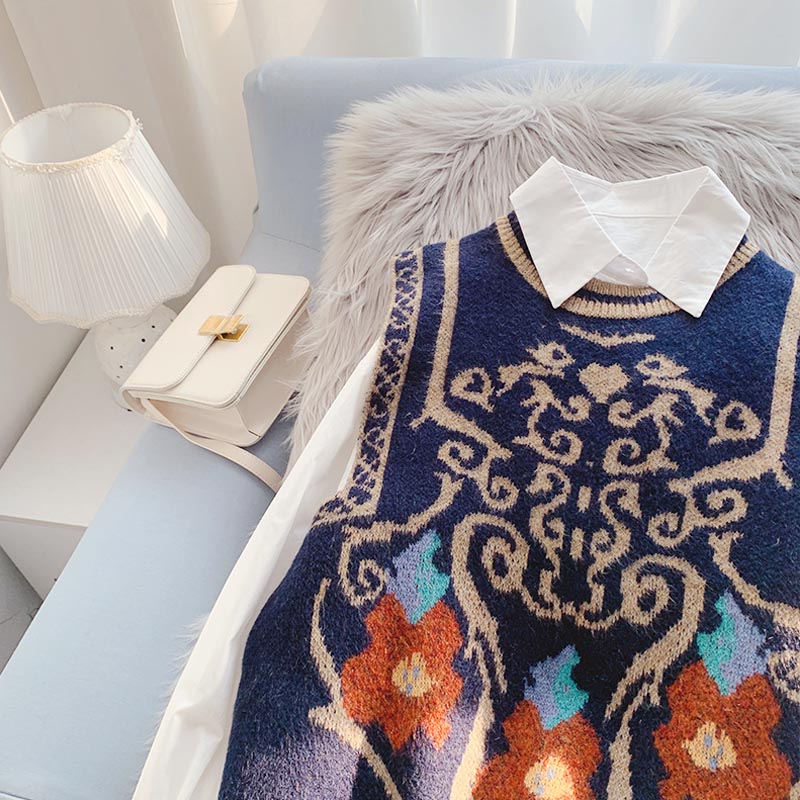 Sweater vest knitted vest sleeveless waistcoat coat coat  5169