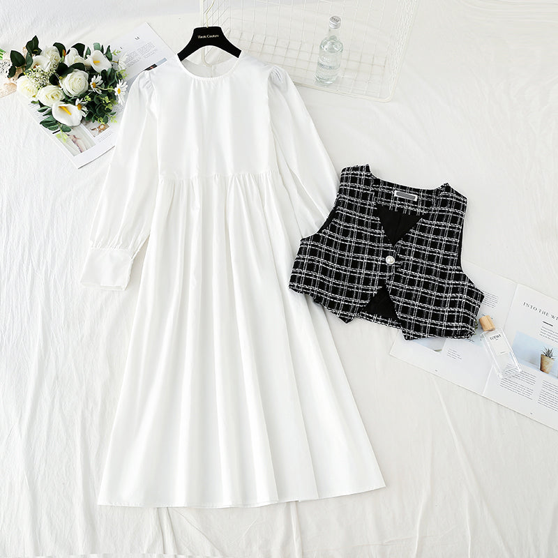 Light luxury dress shows thin Korean fashion light cooked two-piece set  4726