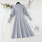New women's bubble sleeve pleated belly covering dress  4811