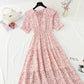 Baby collar floral dress sweet Chiffon fairy skirt  4866