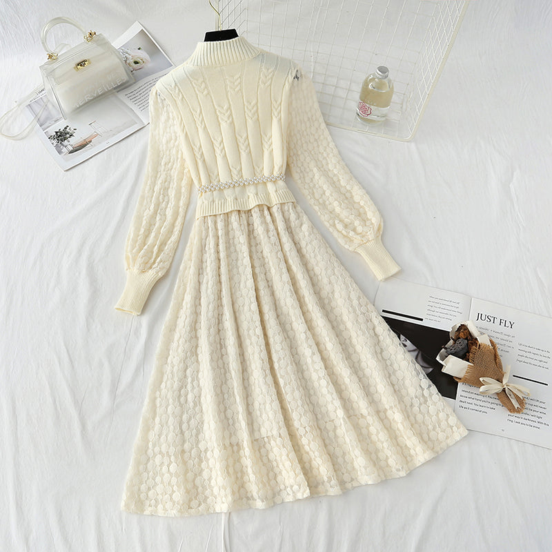 New stitched lace dress with backing skirt  4442