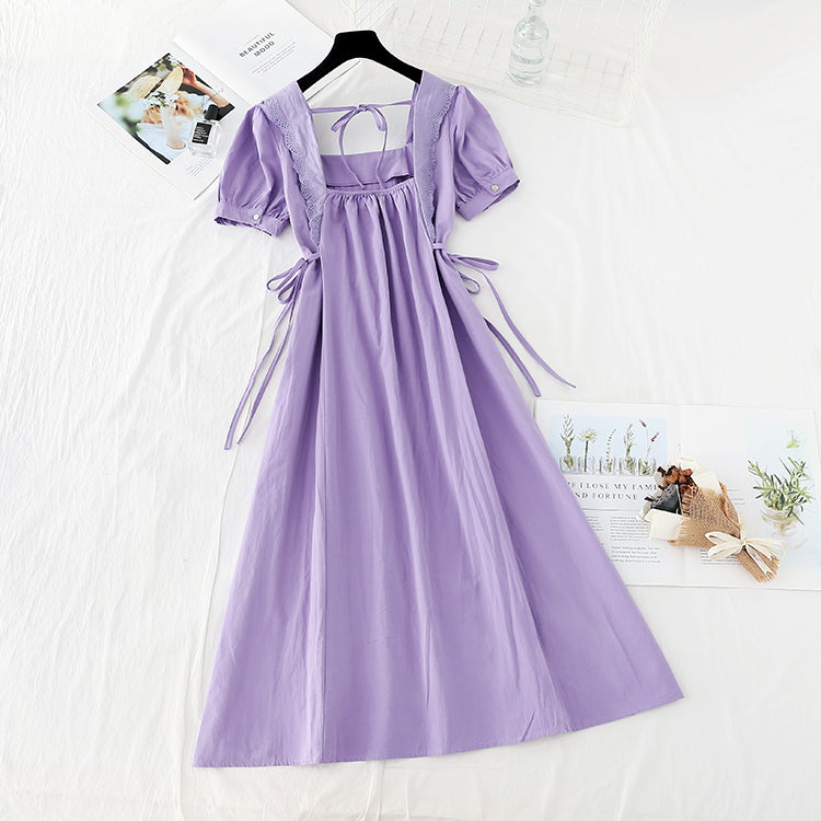 New French gentle wind purple skirt fairy super xiansen long skirt  4513