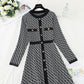 Light mature knitted dress with slim waist  3883