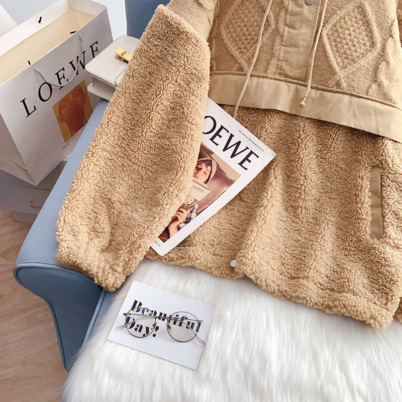 Lammwolle genähter Pullover Pullover Damen Hoodie Design 5203