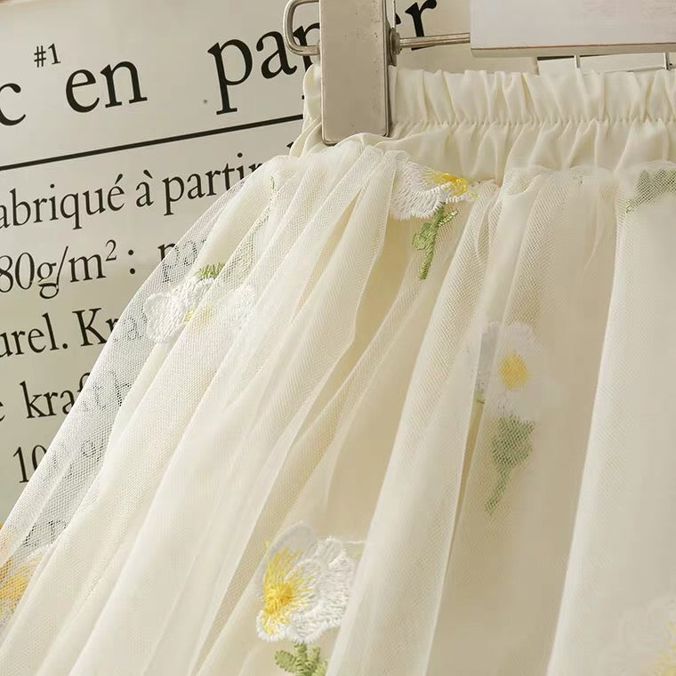 Mesh skirt, spring/summer, new style, embroidery, fairy high waist lace skirt  3638