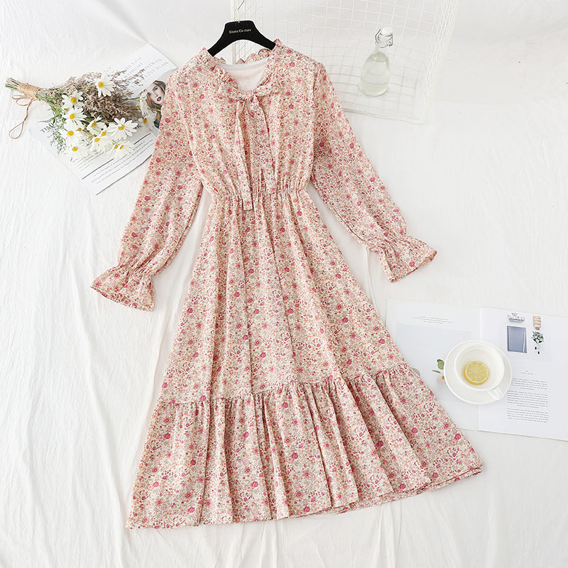 Ruffle edge gentle wind broken flower skirt  4835