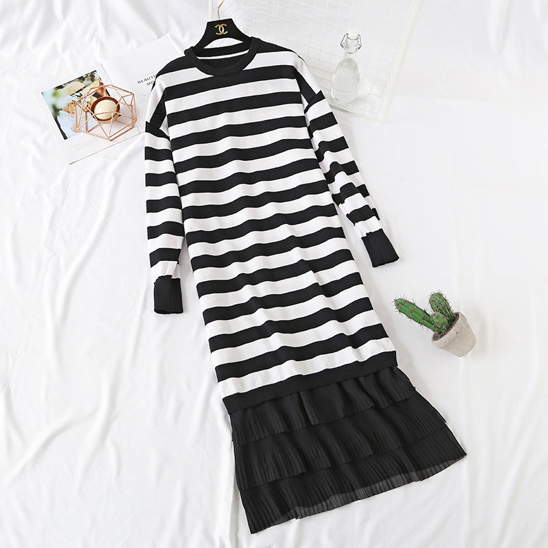 Super loose stripe knit dress  4445