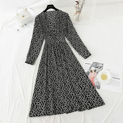 Französisches Blumenkleid Retro Minorität Chiffonkleid 4833