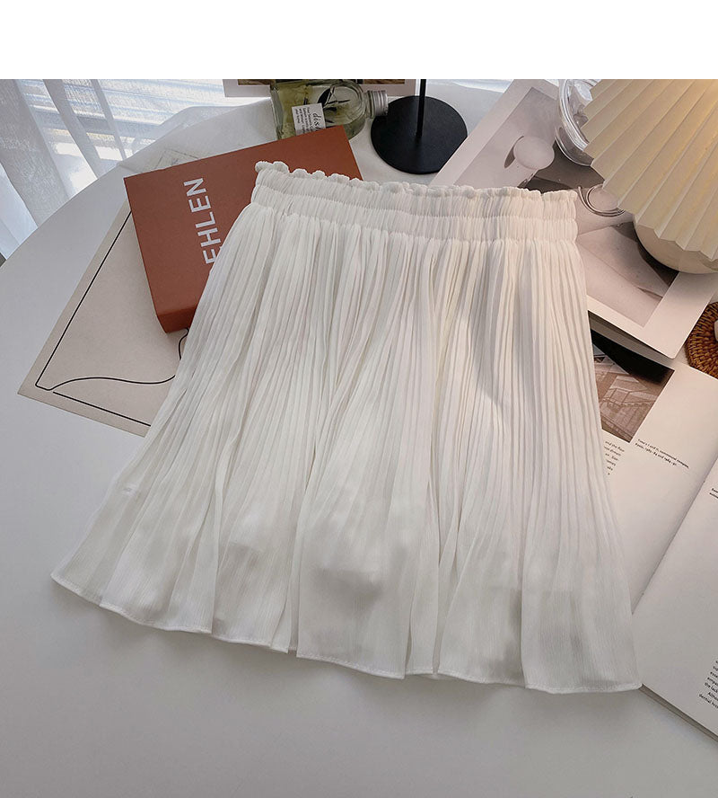 Pleated skirt, women's versatile fashion high waist A-line skirt  5462
