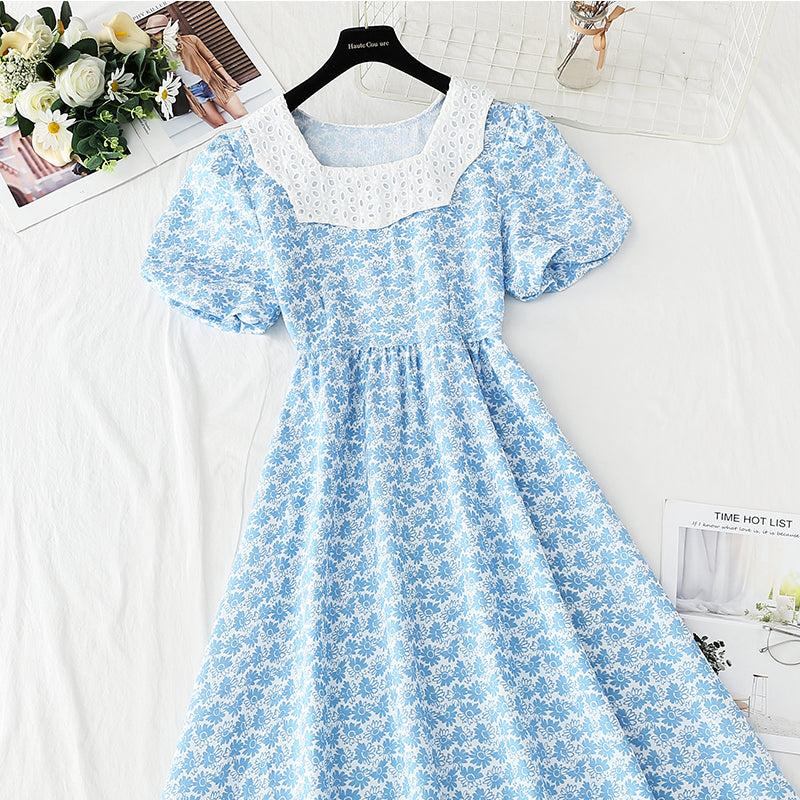 New French bubble sleeve princess skirt length style temperament  4256