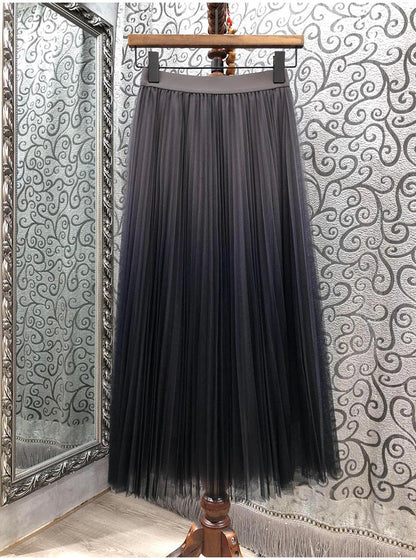 high waist elegant, fluffy fairy gauze A-line skirt  3696