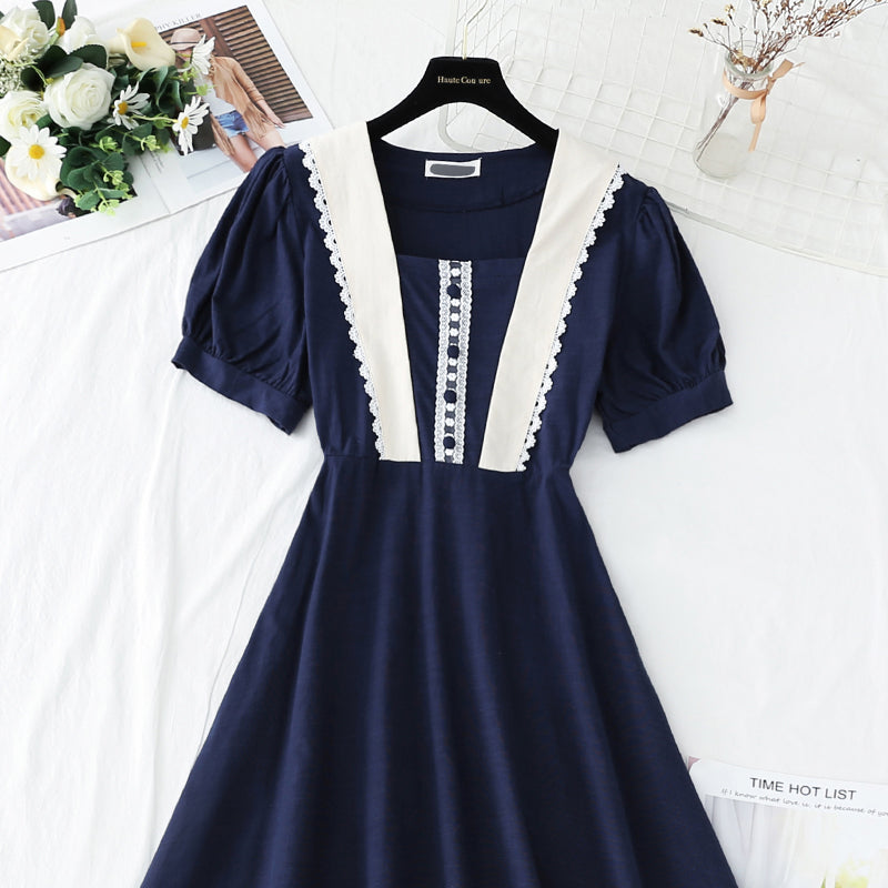 French Retro Tea Break Temperament Taillenlanger Rock A-Linienrock 4249