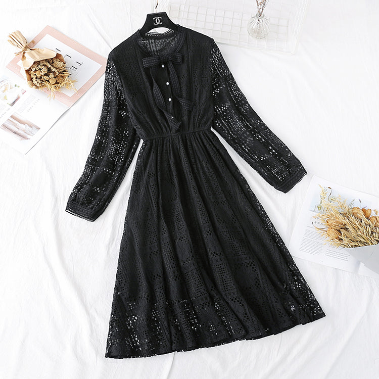 Robe en dentelle au vent doux avec nœud 3798