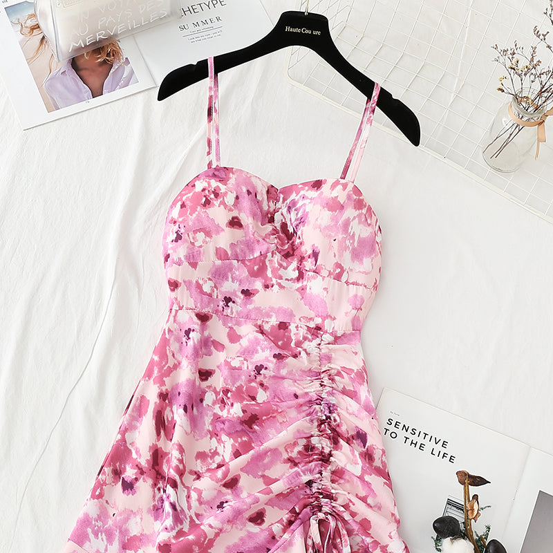 French retro oil painting Chiffon fairy temperament small skirt  4125