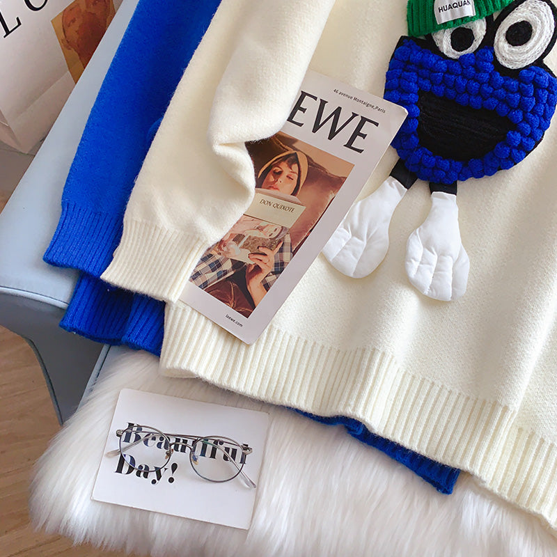 Klein Blue cartoon sweater sweater sweater top  5024