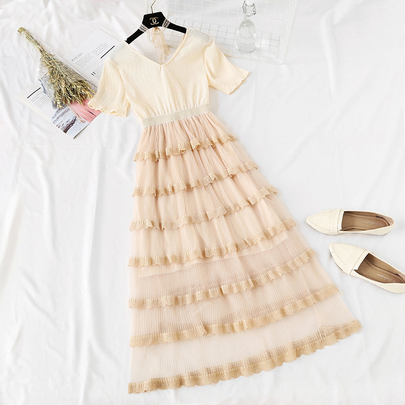 Robe en gaze de dentelle de gâteau populaire 4327