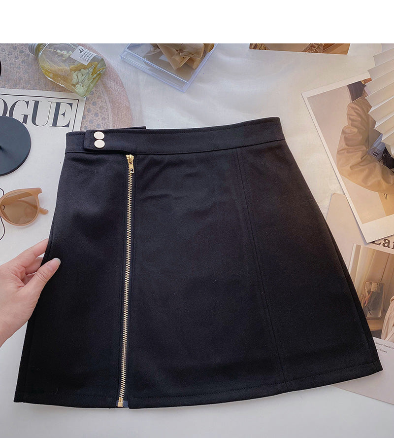 A-line skirt design zipper high waist skirt  5329