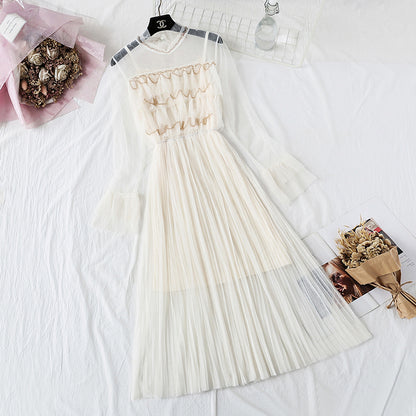 Fairy mesh sling bottomed long skirt two-piece set super xiansen series  4362