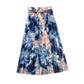 Hot skirt, tie-dyed splashed ink, printed belt, long pleated skirt in the stars  3691