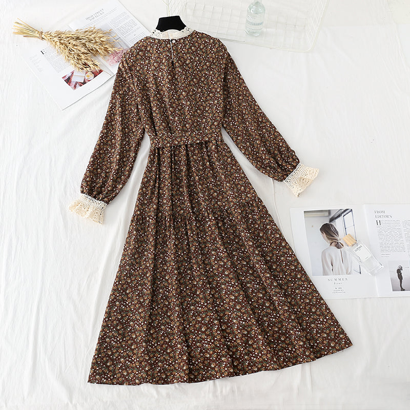 New floral dress women's aging lace up dress  4559