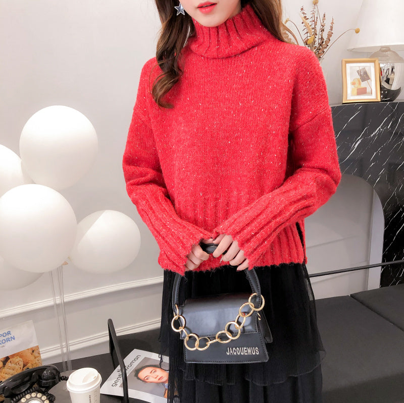 Retro High Neck Japanese sweater for women to wear Hong Kong Style  4912