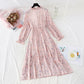 New style fungus Ruffle Skirt round neck slim Chiffon Dress  4834