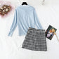 Knitwear + tweed skirt two piece dress   3951